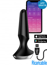 Satisfyer Plug-ilicious 2 Cuneo Anale Vibrante in Silicone 13,5 x 3 cm. Nero con APP Ricaricabile USB