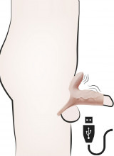 Guaina Fallica Vibrante con Punta Scoperta, Aggancio per Testicoli e Stimolatore clitorideo vibrante Ricaricabile USB