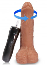 Vibratore Realistico Rotante Color Carne con Testicoli e Ventosa 17,8 x 4 cm.