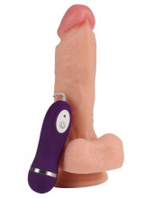 Vibratore Realistico Color Carne con Testicoli e Ventosa 17,5 x 4 cm.