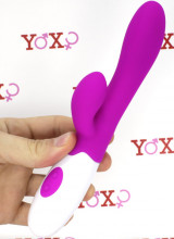 Vibratore rabbit fucsia in silicone con 30 vibrazioni 20 x 3,3 cm.