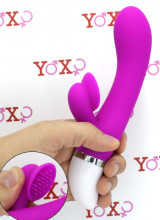 Vibratore rabbit in silicone viola con setole stimola clitoride 18,8 x 3,5 cm.