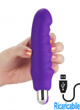 WAVER - Vibratore in Silicone con Rilievi Stimolanti 16,5 x 3,2 cm. Ricaricabile con USB Viola