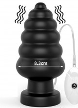 Cuneo Anale con Vibrazione 18 x 8,3 cm con Ventosa Nero