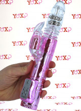 Vibratore Rabbit con perle rotanti e Spinta Su e Giu 27 x 3,5 cm.