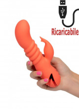 Vibratore Rabbit Ricaricabile USB in Silicone Arancione 11,5 x 3,75 cm.