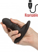 Cuneo Anale da Passeggio in Puro Silicone Nero con Effetto Spinta Ricaricabile USB 9,5 x 3 cm.