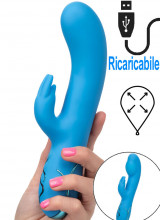 Vibratore Rabbit Gonfiabile in Silicone 21 x 4,5 cm. Azzurro Ricaricabile con USB