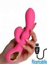 Vibratore Rabbit con Motore Doppio Ricaricabile USB in Silicone 18,8 x 3,2 cm.