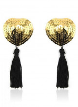 BURLESQUE - PASTIES COPRICAPEZZOLI "FRENCH" A FORMA DI CUORE Oro