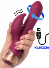 Vibratore rabbit Affair rotante in silicone rosa scuro ricaricabile USB 21,5 x 3,75 cm.