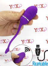 Ovetto vibrante in silicone lilla telecomandato ricaricabile con USB 5,6 x 2,8 cm.