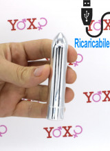 Mini Vibratore Bullet Impermeabile 10 velocità Ricaricabile USB 9 x 2 cm.