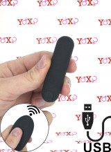 Buller - Bullet Vibrante in Silicone con Telecomando Wireless 7,6 x 2 cm. Nero Ricaricabile USB