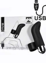 Fivib - Mini Vibratore da Dito in Silicone 8,6 x 2,3 cm. Nero Ricaricabile USB