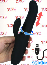 Squidy - Vibratore Rabbit in Silicone con Spinta e Perle Rotanti 24 x 3,5 cm. Ricaricabile con USB