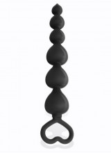 Catena Anale in Silicone da 6 Bulbi a Forma di Cuore 18 x 2,5 cm. Nero