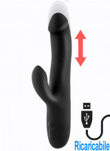 Angus - Vibratore Rabbit con Spinta in Silicone 25 x 3,6 cm. Ricaricabile USB Nero