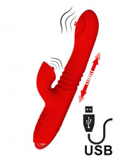 Vibratore Rabbit con Spinta e Pulsazione Red 15,5 x 3,7 cm