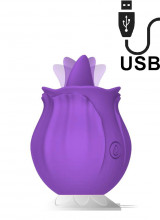 Purplerose - Stimola Vagina e Clitoride con Lingua in Silicone Ricaricabile con USB Viola