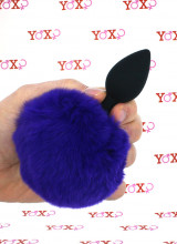 Cuneo Anale in Silicone con Coda BUNNY Viola 7 x 3 cm. Nero