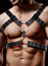 Imbracatura BDSM in ecopelle nera regolabile per uomo