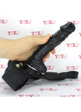 StrapOn per donna e imbracatura elastica nero 19 x 3,5 cm.