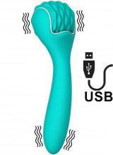 Gaya - Vibratore e Massaggiatore 2 in 1 in Silicone Azzurro Ricaricabile con USB