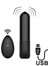 Bullet Vibrante in Silicone con Telecomando Wireless 8,6 x 2,5 cm. Nero Ricaricabile USB