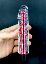 Chris - Vibratore in Jelly con Glande e Punte Stimolanti 16,5 x 4 cm. Rosso