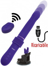 Vibratore in silicone viola con spinta e ventosa removibile ricaricabile con USB 31 x 3,7 cm.