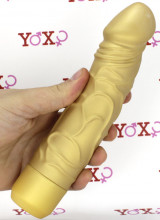 Vibratore realistico oro in silicone 20 x 4,5 cm.