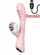 Vibratore Rabbit in Silicone con Lingue Lecca Clitoride 13 x 3 cm.