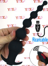 Catena anale vibrante con 6 sfere progressive in silicone nero 20 x 4 cm.