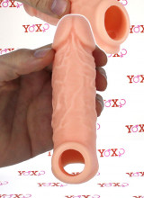 Guaina Realistica in Silicone con Anello per Testicoli 14 x 4 cm. Aumenta Lunghezza e Circonferenza