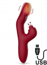 Vibratore Riscaldante con Stimolazione Clitoridea 22 x 3,2 cm silenzioso
