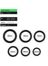 Cockring Set di 6 Anelli in Silicone Nero