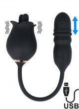 Stimolatore Ciltorideo Doppio con Leccata e Effetto Spinta a Forma di Rosa Ricaricabile USB