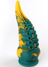 Dildo Anale Tentacolo di Piovra Gigante in Silicone 21,5 x 8 cm. Giallo e Verde