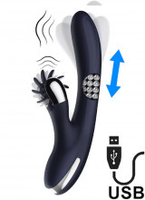 Vibratore Rabbit con Lingue Rotanti e Sfere Interne USB Ricaricabile 15 x 3,2 cm