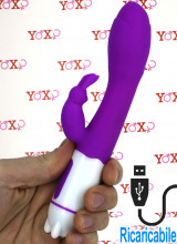 Tonny - Vibratore Rabbit in Silicone con 36 Vibrazioni 20 x 3,5 cm. Ricaricabile con USB Fucsia