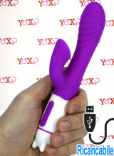 Billy - Vibratore Rabbit in Silicone con 36 Vibrazioni 20 x 3,5 cm. Ricaricabile con USB Fucsia