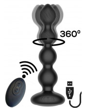 Cuneo Anale a Sfere Telecomandato con Vibrazione, Oscillazione a 360 gradi - Ricaricabile USB