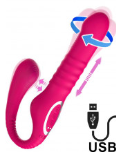 Strap-On Senza Lacci con Spinta, Pulsazione e Vibrazione in Silicone Rosa 