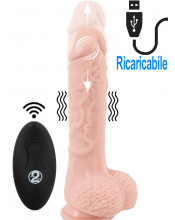 Vibratore Realistico con Spinta in Silicone con Telecomando Wireless 21 x 4,2 cm. color Carne