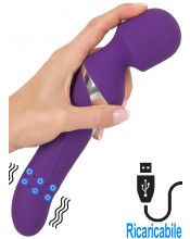 Vibratore con Perle Rotanti + Massaggiatore 2 Motori Ricaricabile USB in Puro Silicone 24 x 4,6 cm.