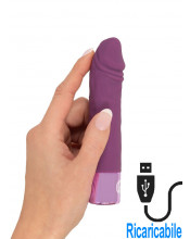 Mini Vibratore Realistico in Silicone Ricaricabile USB 14,3 x 3 cm. Violetto