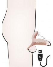 Guaina Fallica Vibrante con Punta Scoperta, Aggancio per Testicoli e Stimolatore clitorideo vibrante Ricaricabile USB