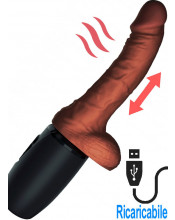 Vibratore Realistico con Spinta ed Effetto Riscaldante 16,6 x 3,6 cm. Africano Ricaricabile con USB