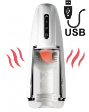 Masturbatore Maschile Vibrante e Riscaldante con Effetti Sonori USB